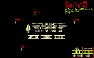 Hearts ST atari screenshot
